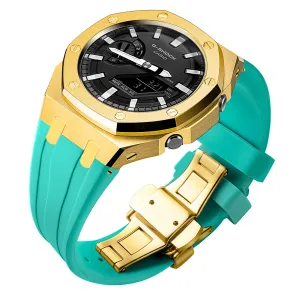 Luxury stainless steel case for G-Shock GA2100【Silicone strap】