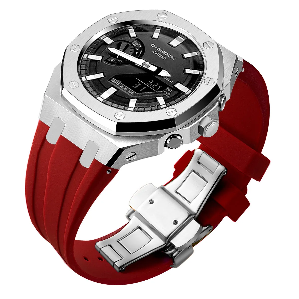 Luxury stainless steel case for G-Shock GA2100【Silicone strap】