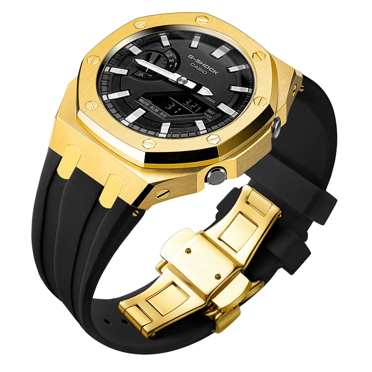 Luxury stainless steel case for G-Shock GA2100【Silicone strap】