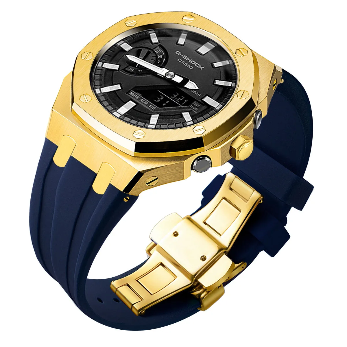 Luxury stainless steel case for G-Shock GA2100【Silicone strap】