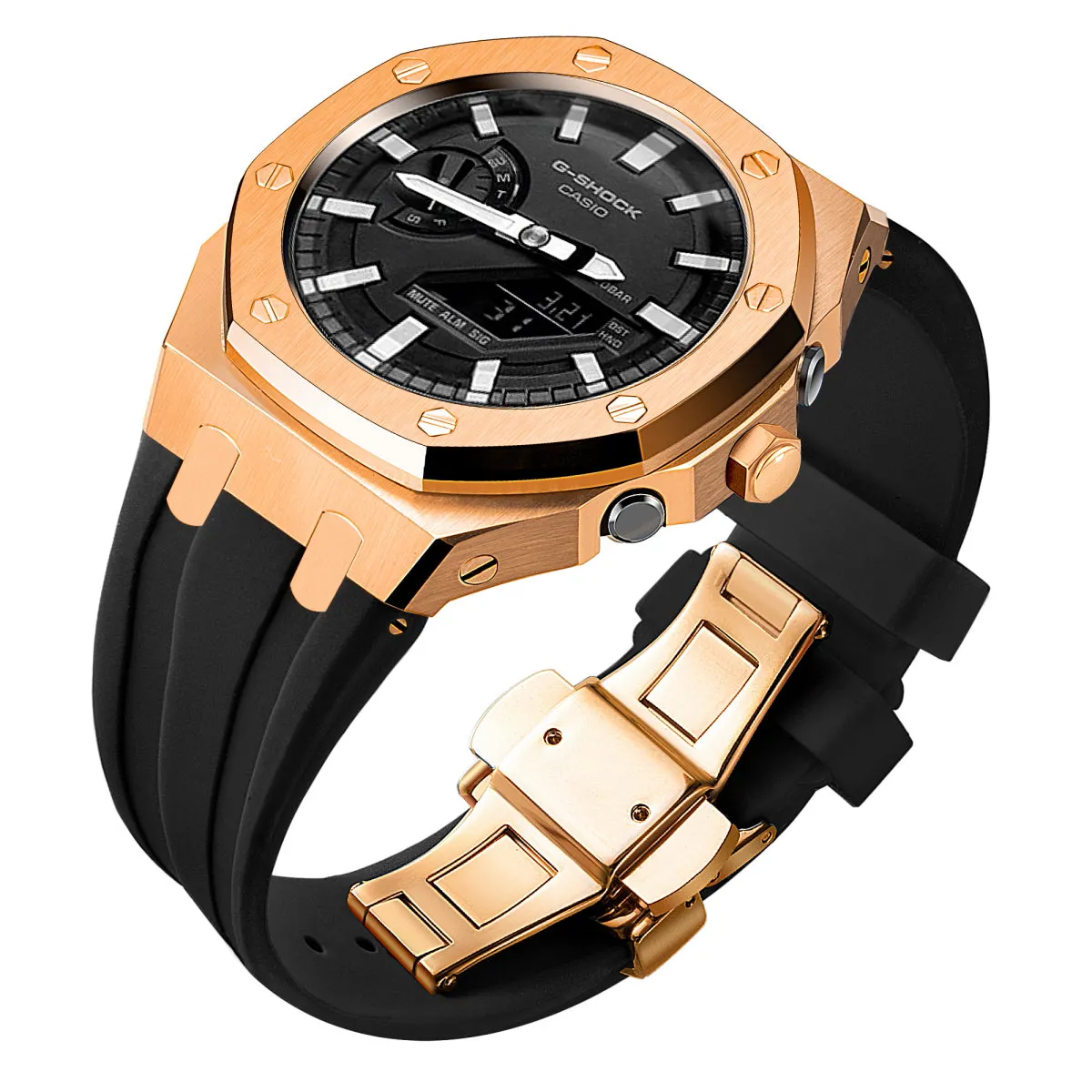 Luxury stainless steel case for G-Shock GA2100【Silicone strap】