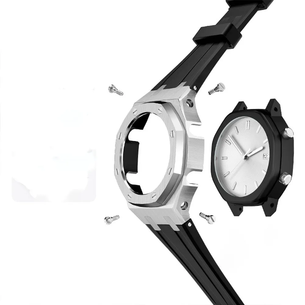 Luxury stainless steel case for G-Shock GA2100【Silicone strap】