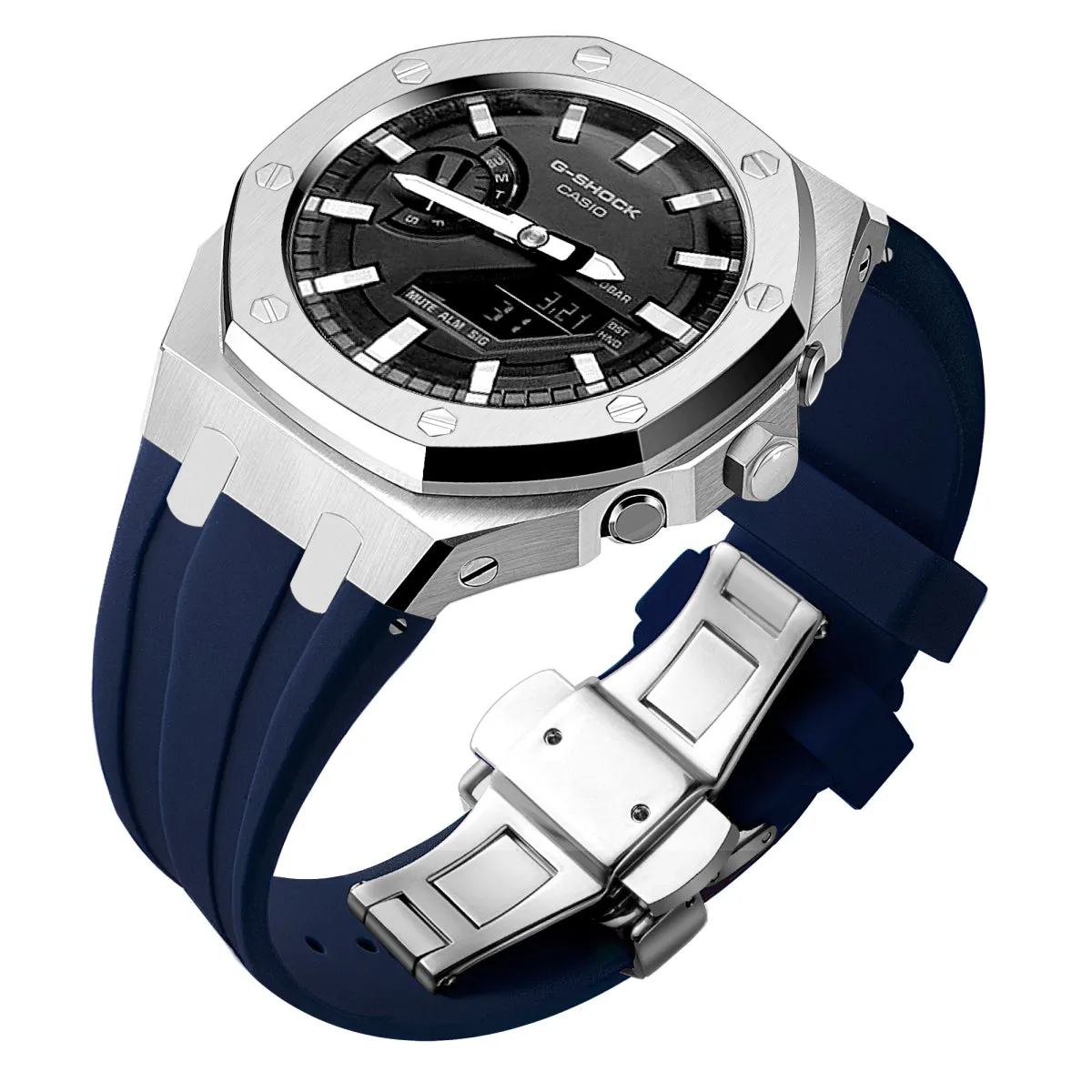 Luxury stainless steel case for G-Shock GA2100【Silicone strap】