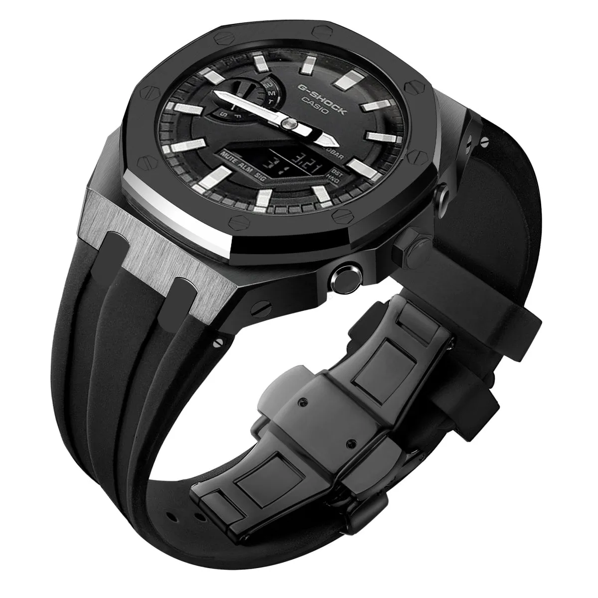Luxury stainless steel case for G-Shock GA2100【Silicone strap】