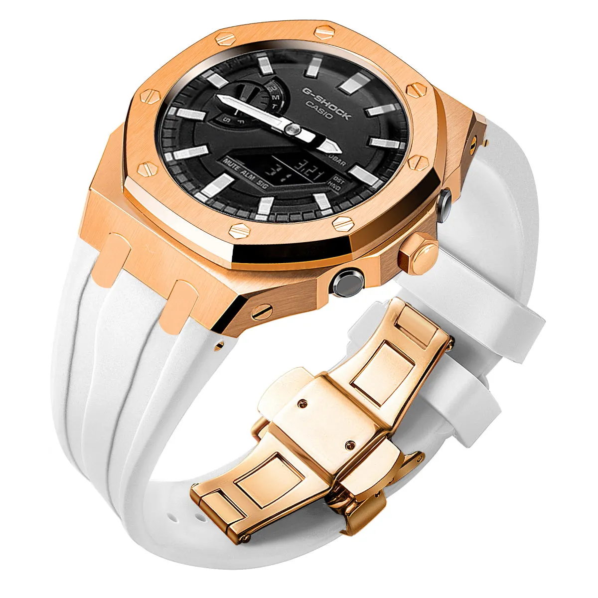 Luxury stainless steel case for G-Shock GA2100【Silicone strap】