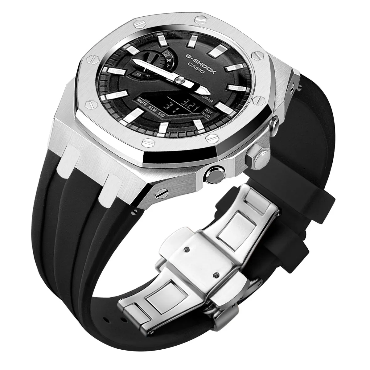 Luxury stainless steel case for G-Shock GA2100【Silicone strap】