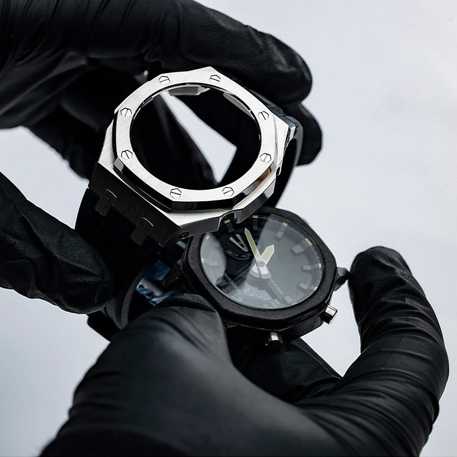 Luxury stainless steel case for G-Shock GA2100【Silicone strap】