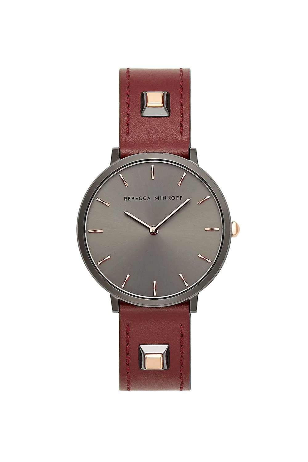 Major Grey Tone Burgundy Leather Strap Watch, 35mm