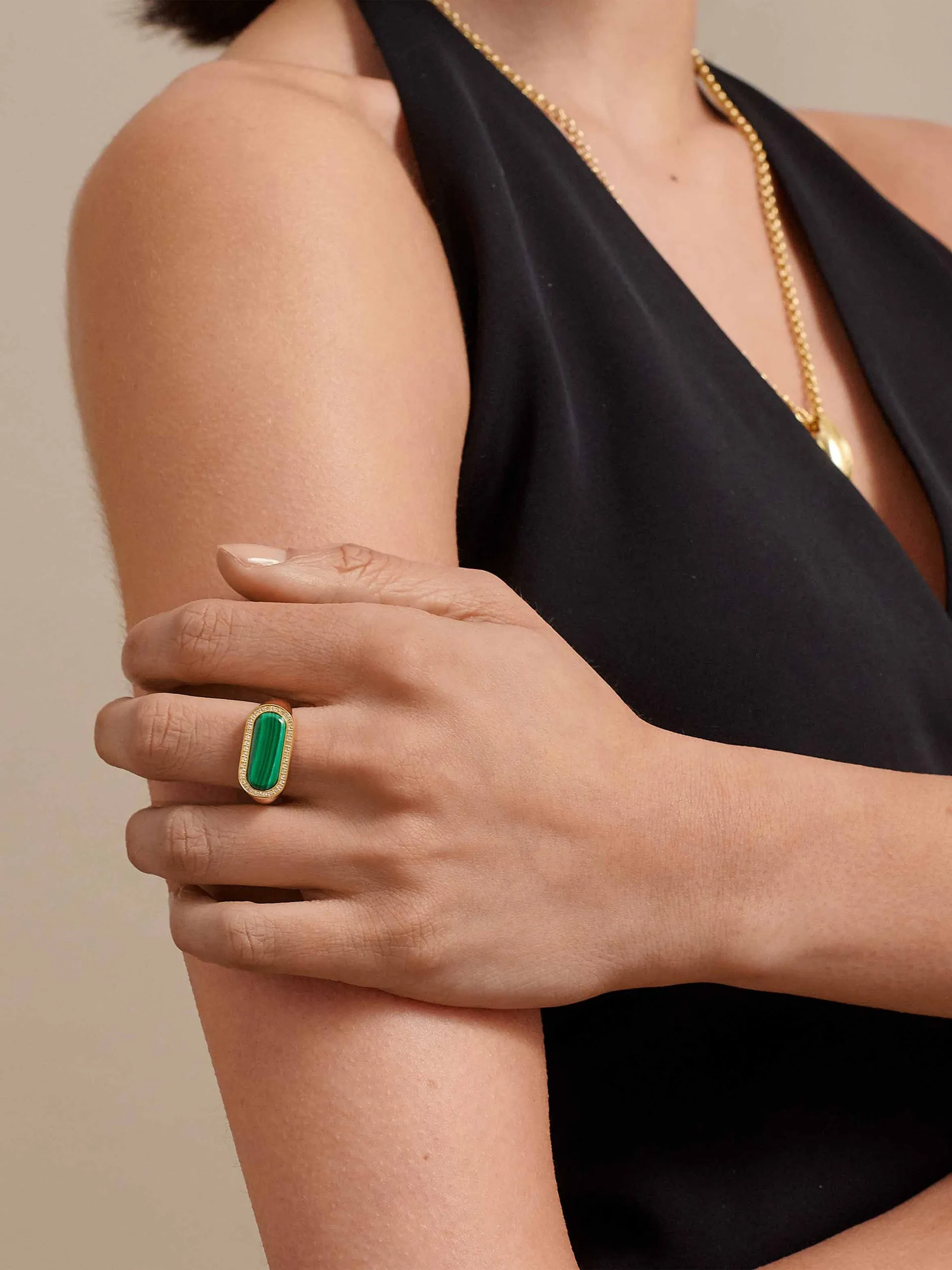 Malachite statement ring