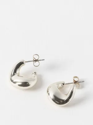 Mary silver tone teardrop chunky hoop earrings