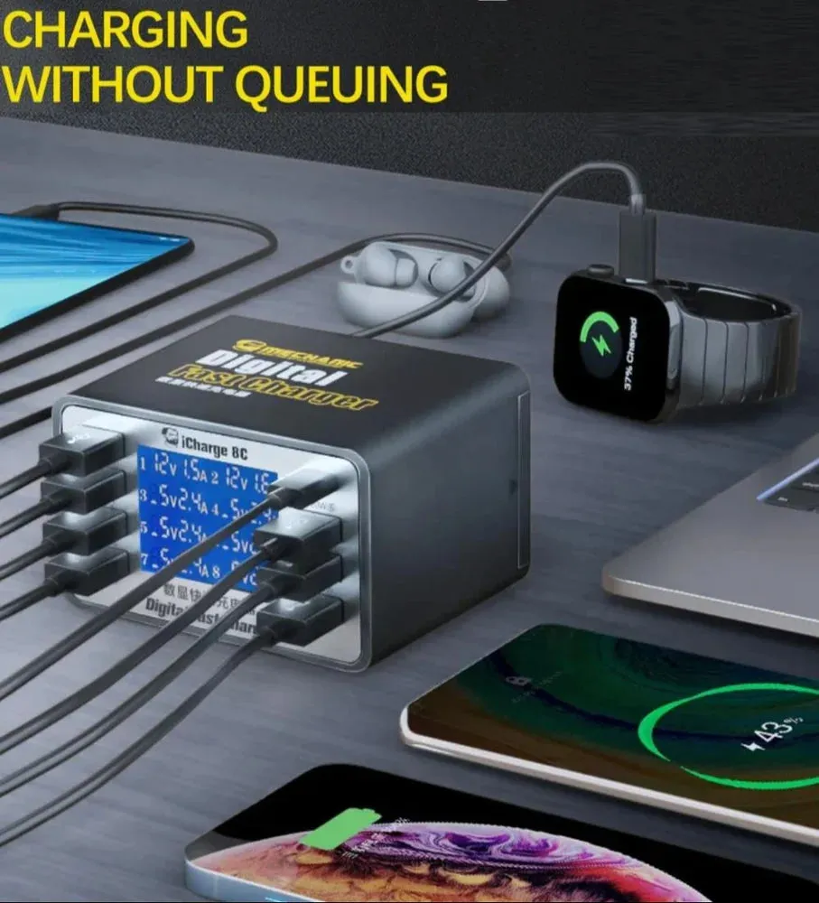 Mechanic iCharge 8A/8C Digital Fast Charger With 8 Charging Ports
