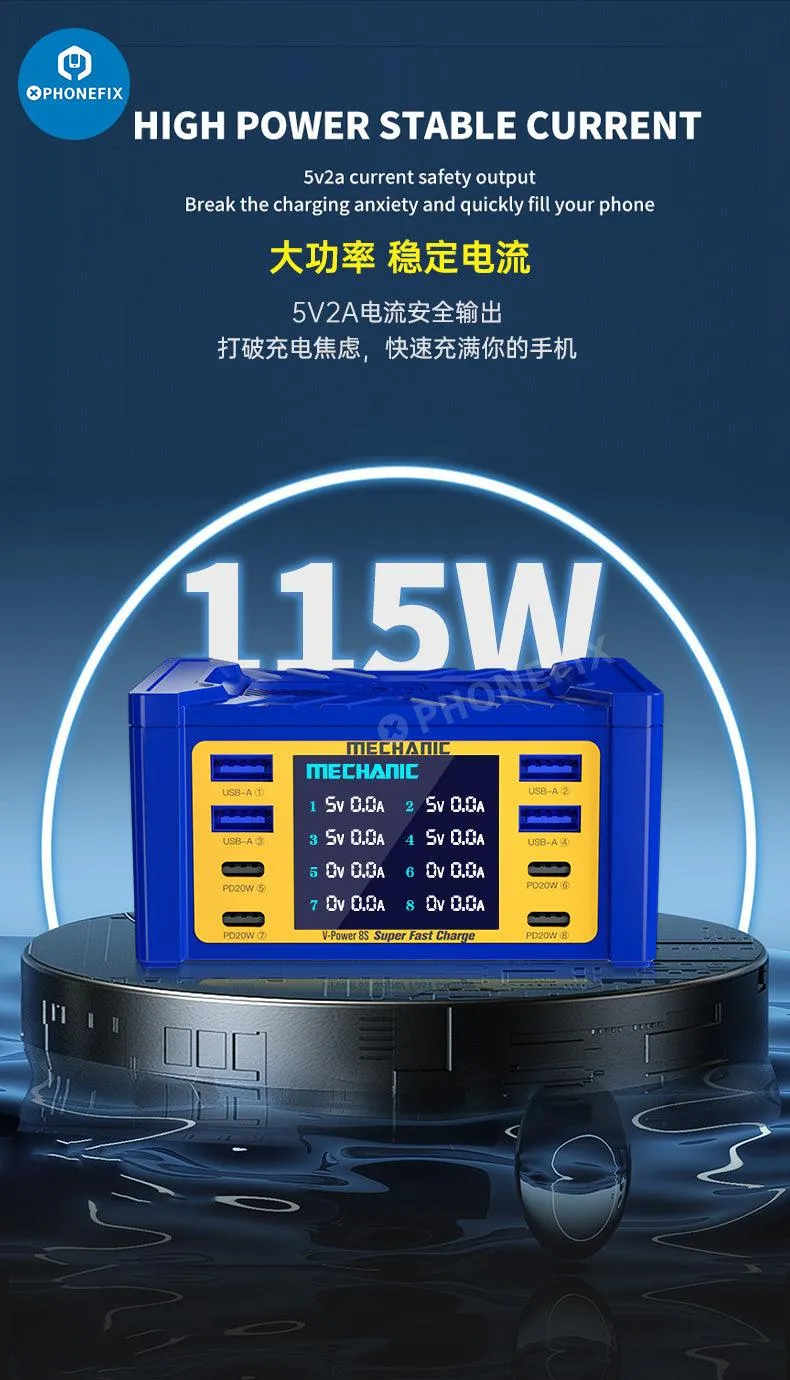 MECHANIC V-Power 6 8 8S Super Fast Charger For iPhone ipad Watches