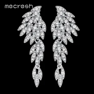 Mecresh 5 Colors Crystal Long Earrings for Women Eagle Silver Color Bridal Wedding Earrings Fashion Jewelry 2017 EH209
