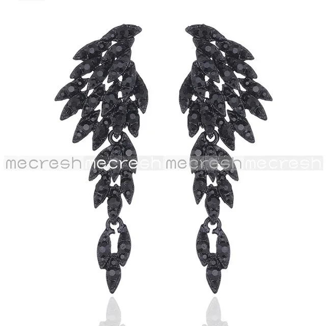 Mecresh 5 Colors Crystal Long Earrings for Women Eagle Silver Color Bridal Wedding Earrings Fashion Jewelry 2017 EH209