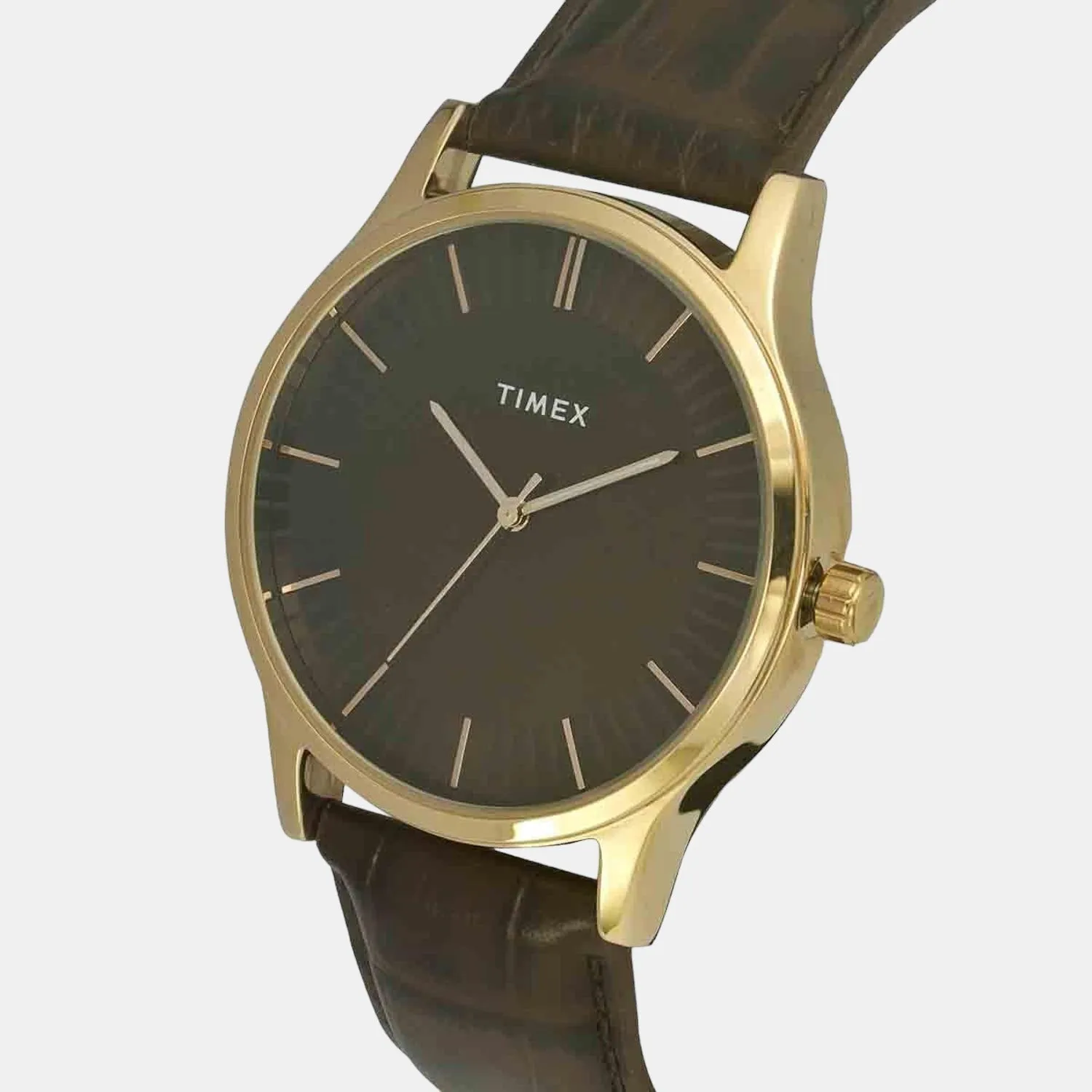 Men Brown Analog Leather Watch TW0TG8300