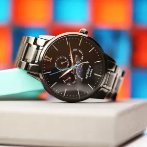 Men's Apollo Moonphase Enraved Watch in Black