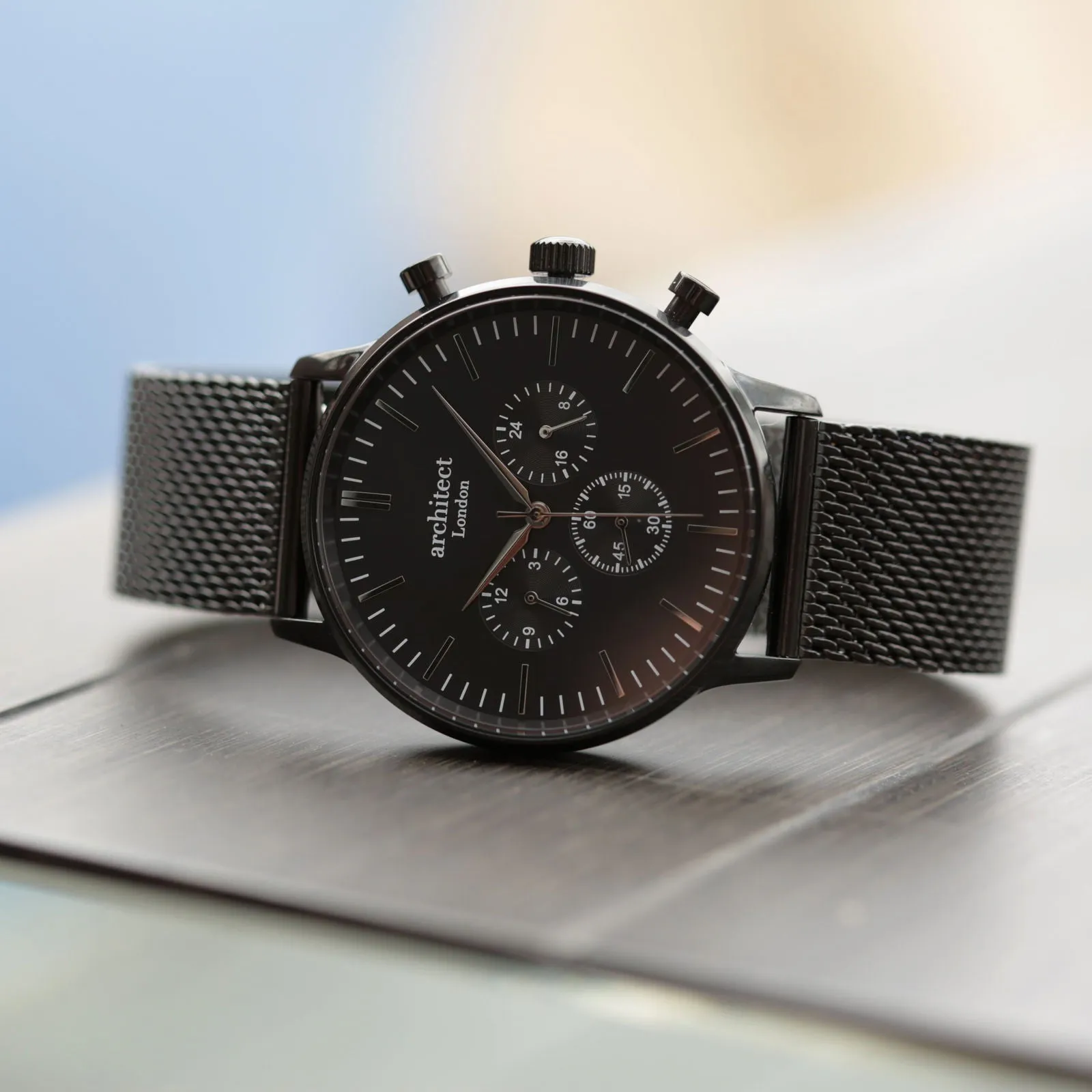 Men's Engraved Architect Motivator Watch In Black