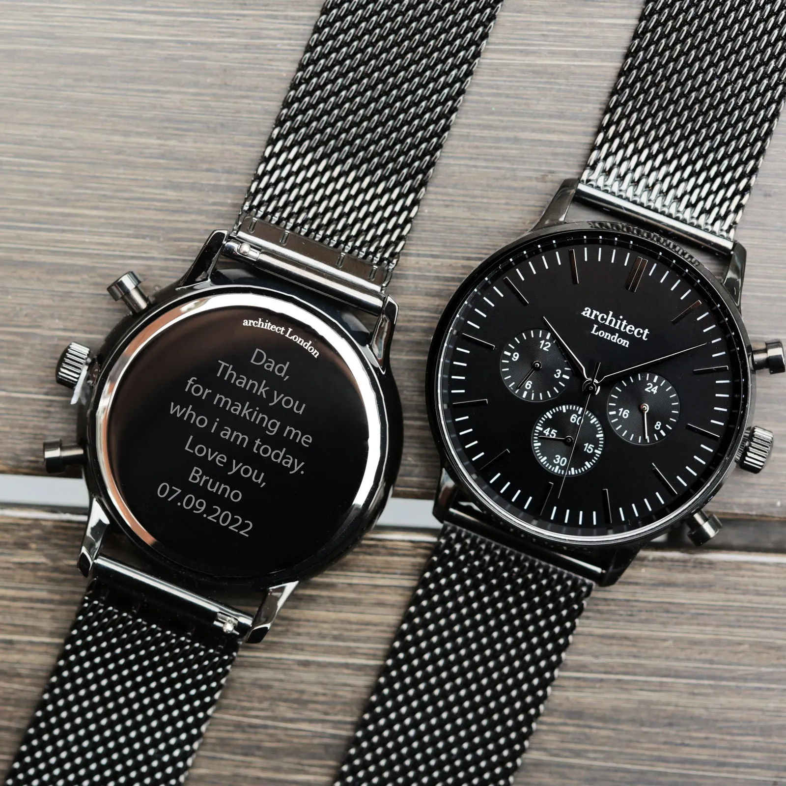 Men's Engraved Architect Motivator Watch In Black