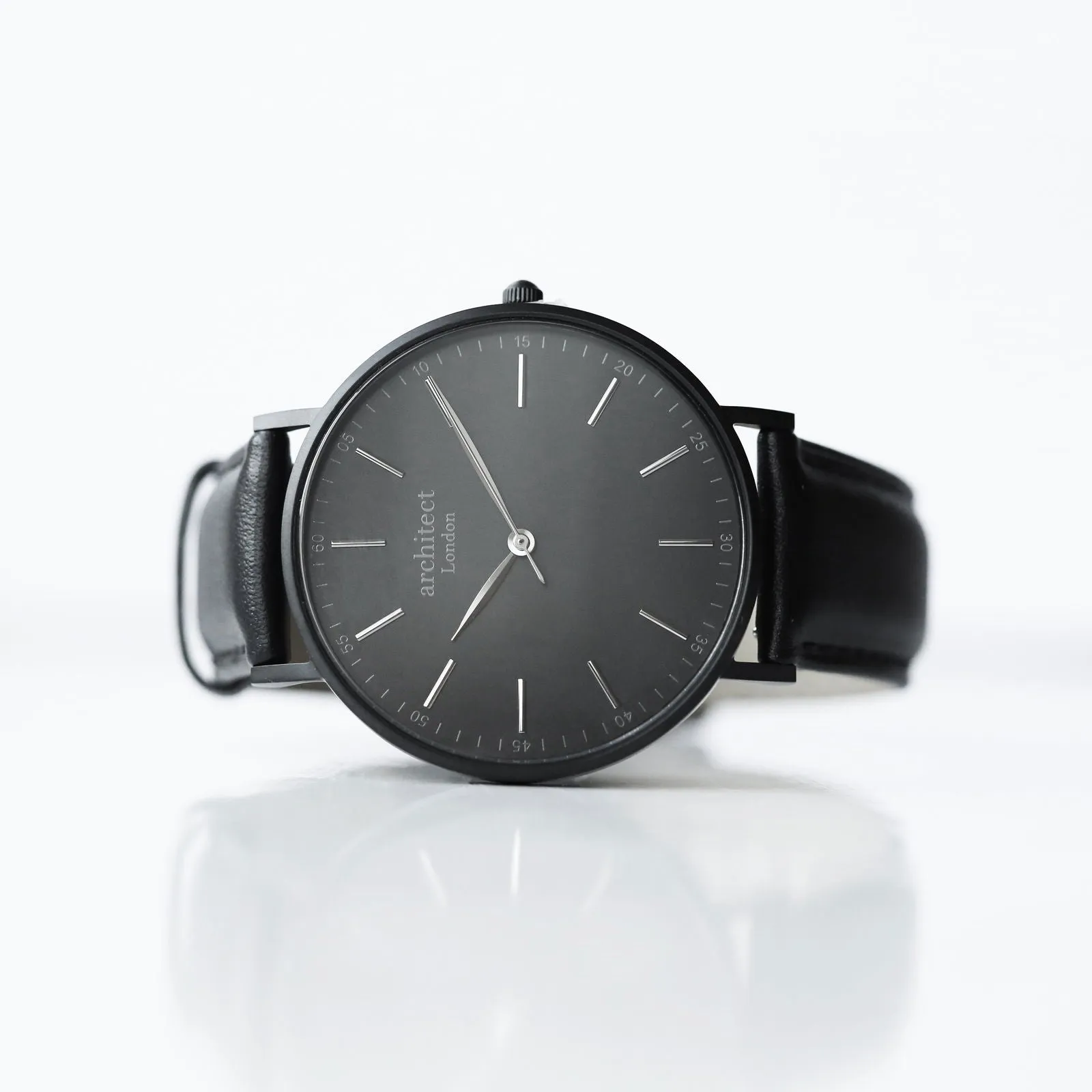 Men's Handwriting Engraved Watch - Minimalist Watch   Jet Black