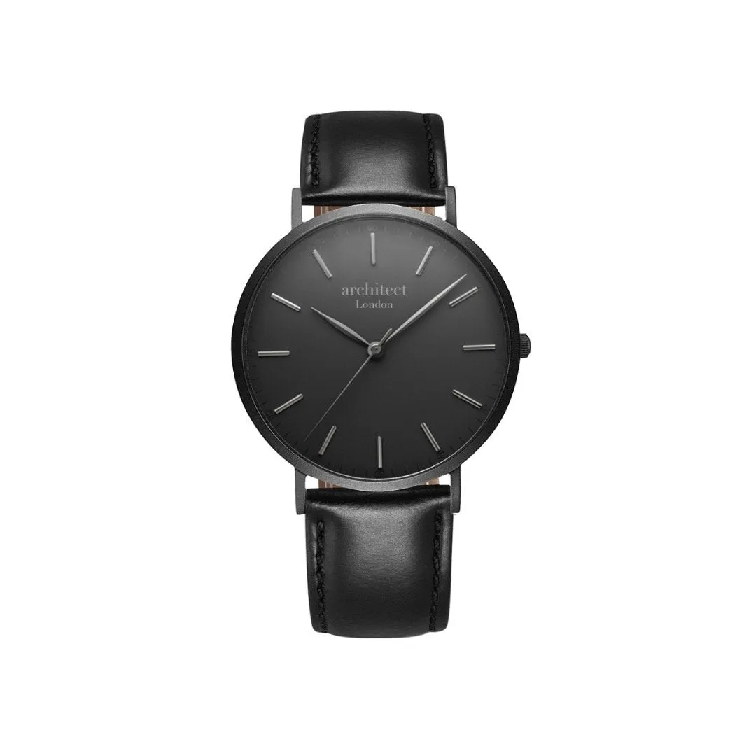 Men's Handwriting Engraved Watch - Minimalist Watch   Jet Black