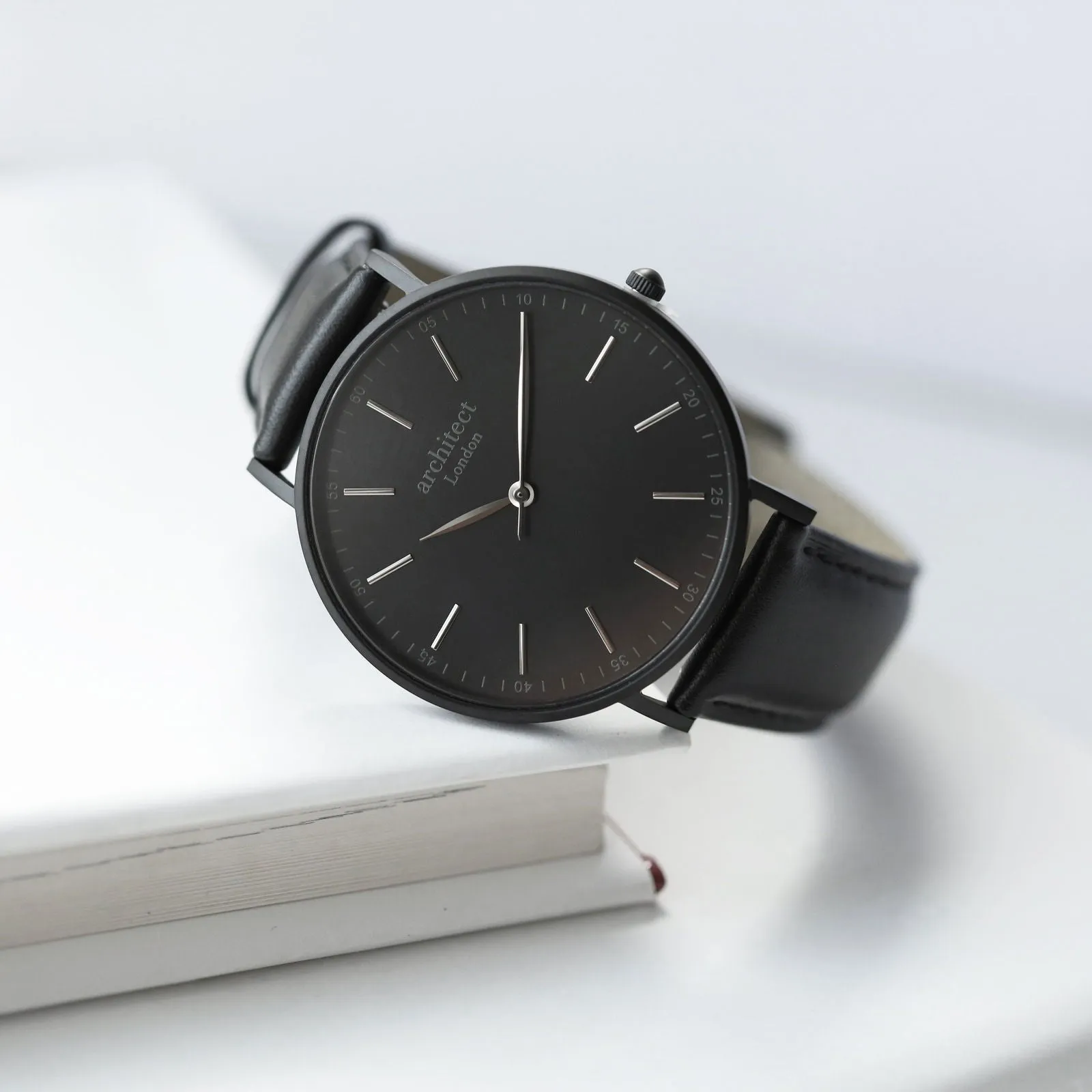 Men's Handwriting Engraved Watch - Minimalist Watch   Jet Black