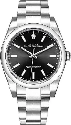 Men's Rolex Oyster Perpetual 39 Black Dial Luxury Watch (Ref. 114300)