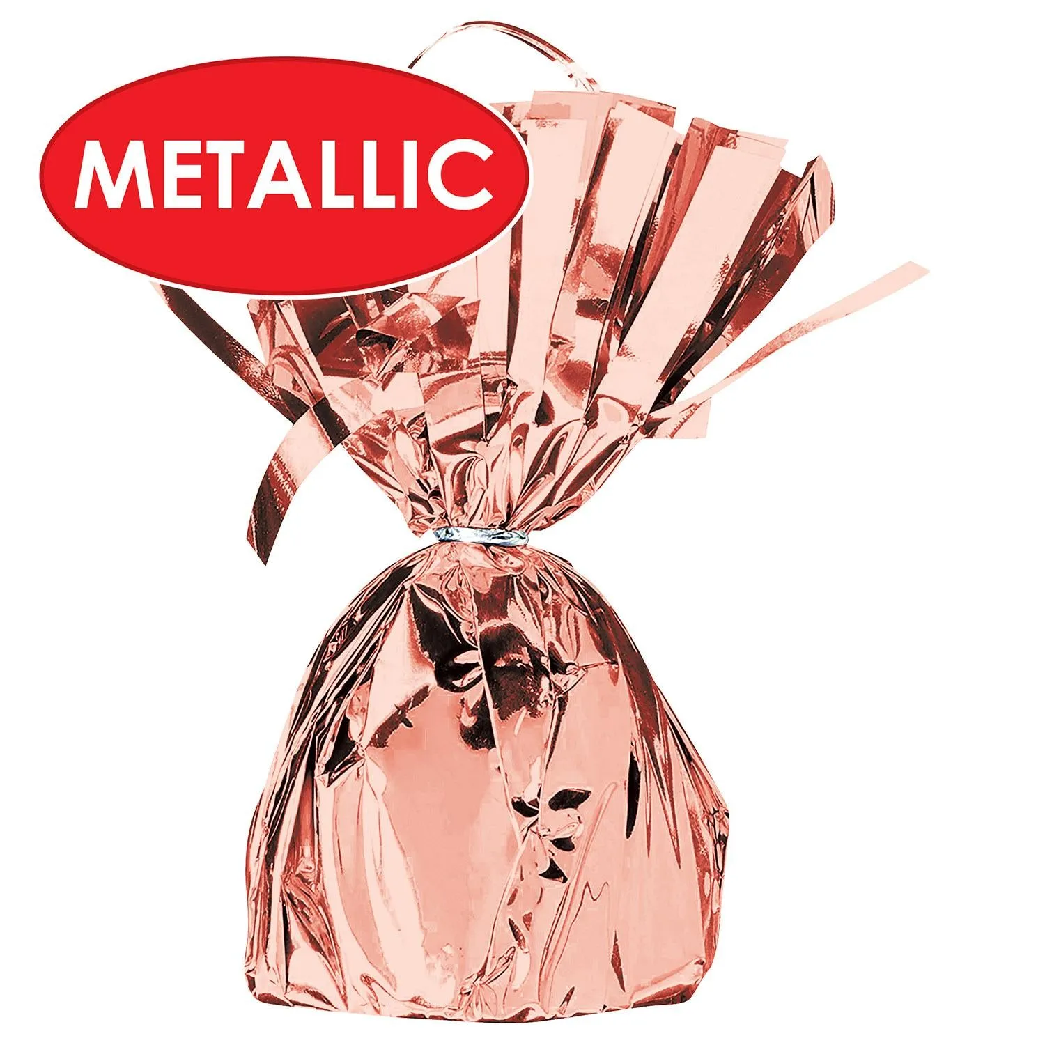 Metallic Wrapped Party Balloon Weight - rose gold