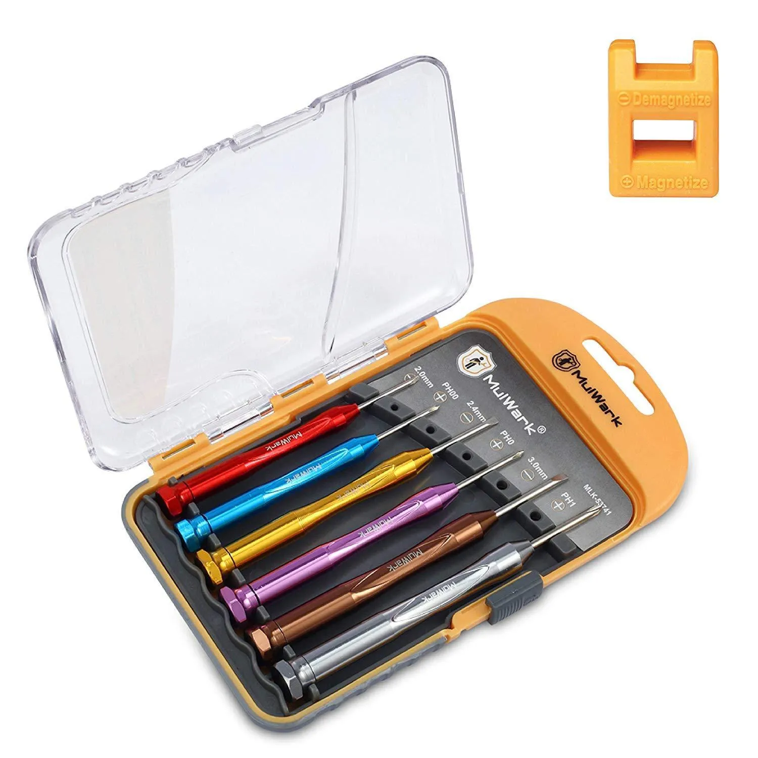 MulWark 6pc Premium Grade Magnetic Mini Flathead and Phillips General Micro Precision Head Small Screwdriver Set CRV Eyeglasses Jewelry Watches Electronics Computer Tools Repair Kit