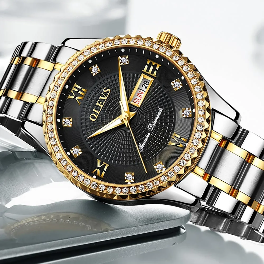 Olevs Premium Metal Band Luxurious Golden Wristwatch with gift Box