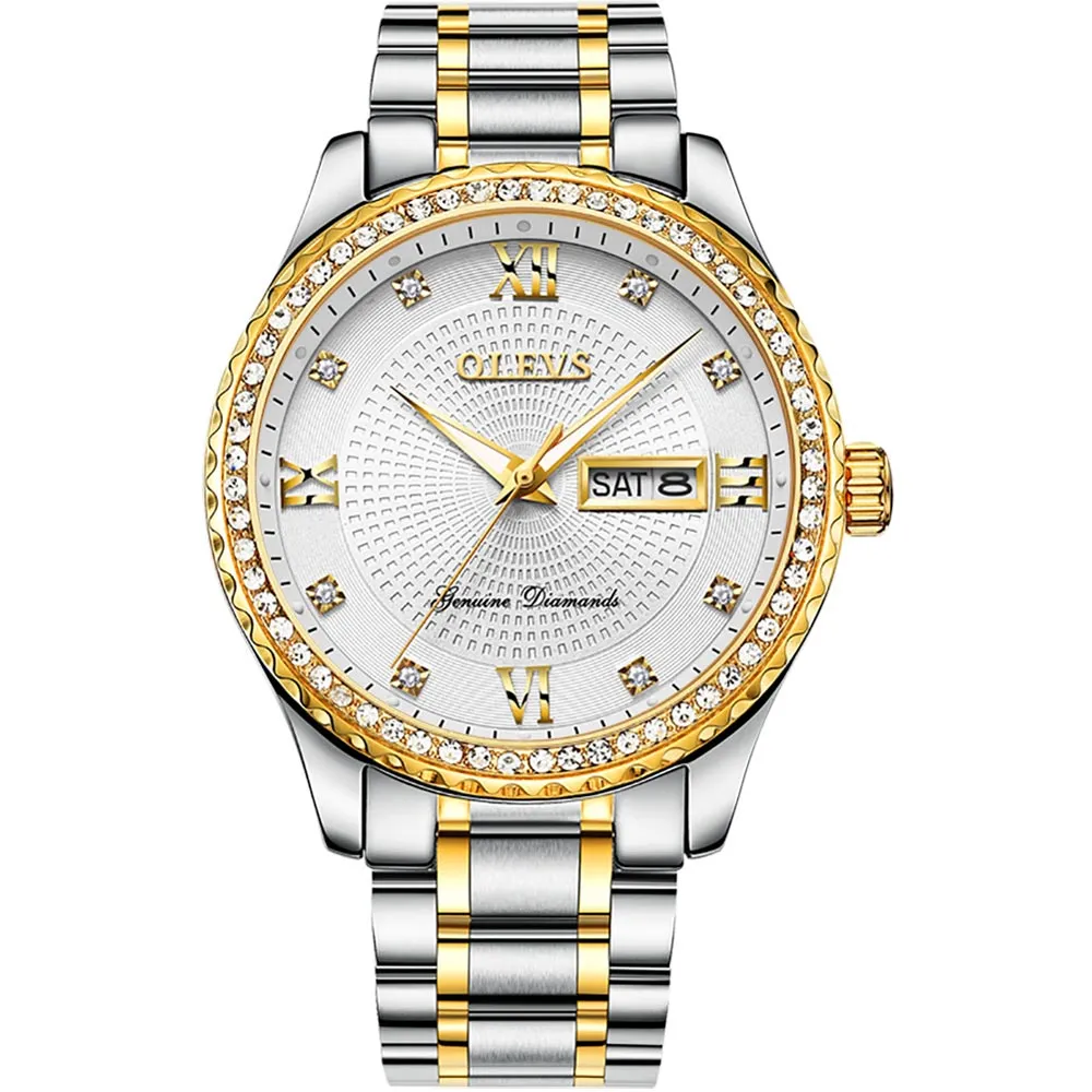 Olevs Premium Metal Band Luxurious Golden Wristwatch with gift Box