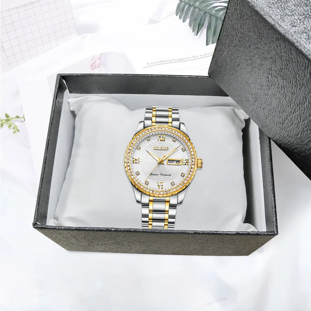 Olevs Premium Metal Band Luxurious Golden Wristwatch with gift Box