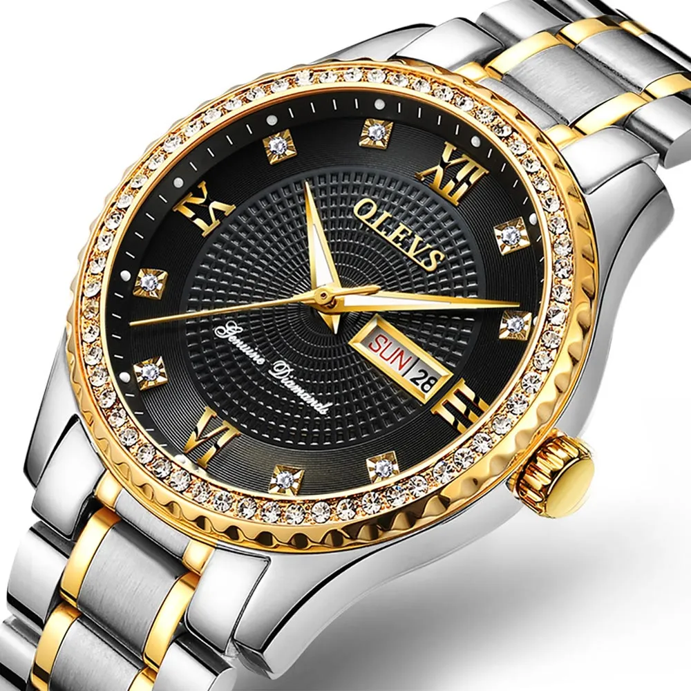 Olevs Premium Metal Band Luxurious Golden Wristwatch with gift Box