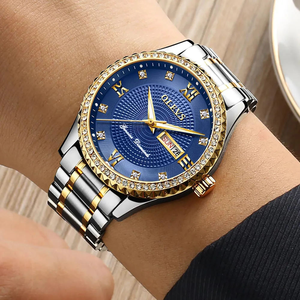 Olevs Premium Metal Band Luxurious Golden Wristwatch with gift Box