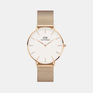 Petite Unisex White Analog Stainless Steel Watch DW00100305