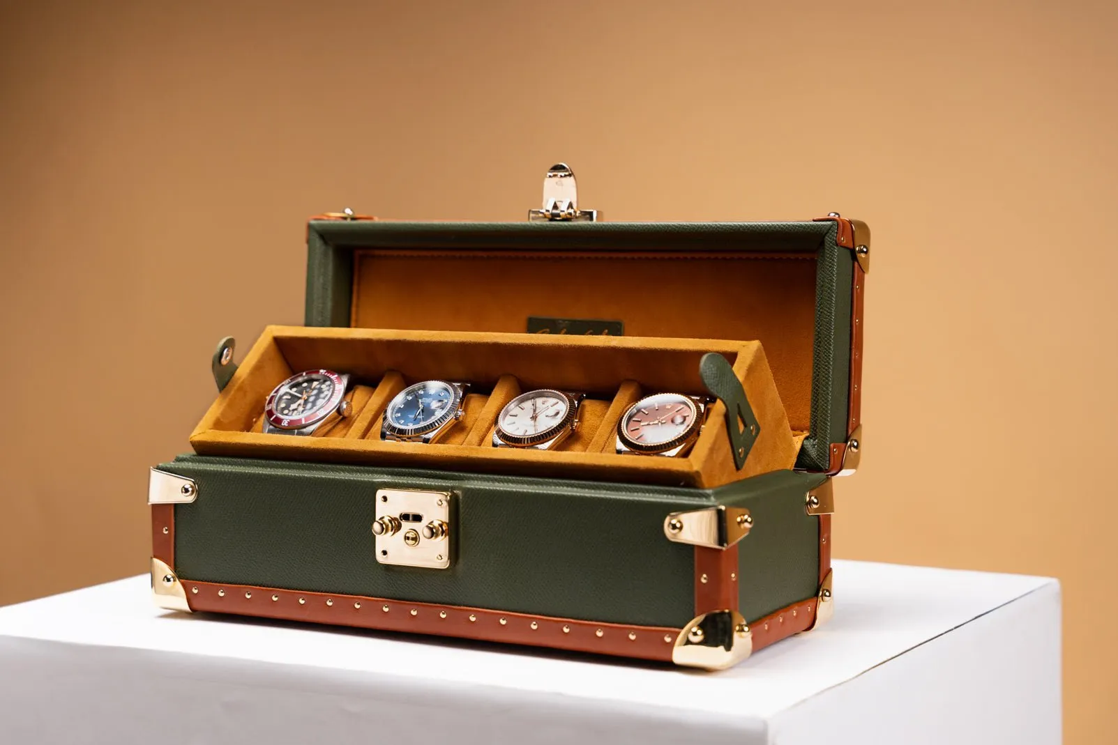 Petra Watch Case - Saffiano Olive Green