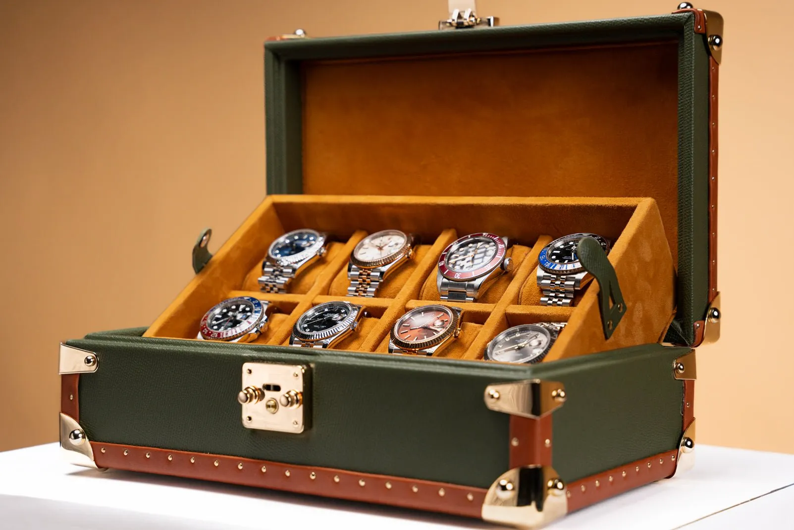 Petra Watch Case - Saffiano Olive Green