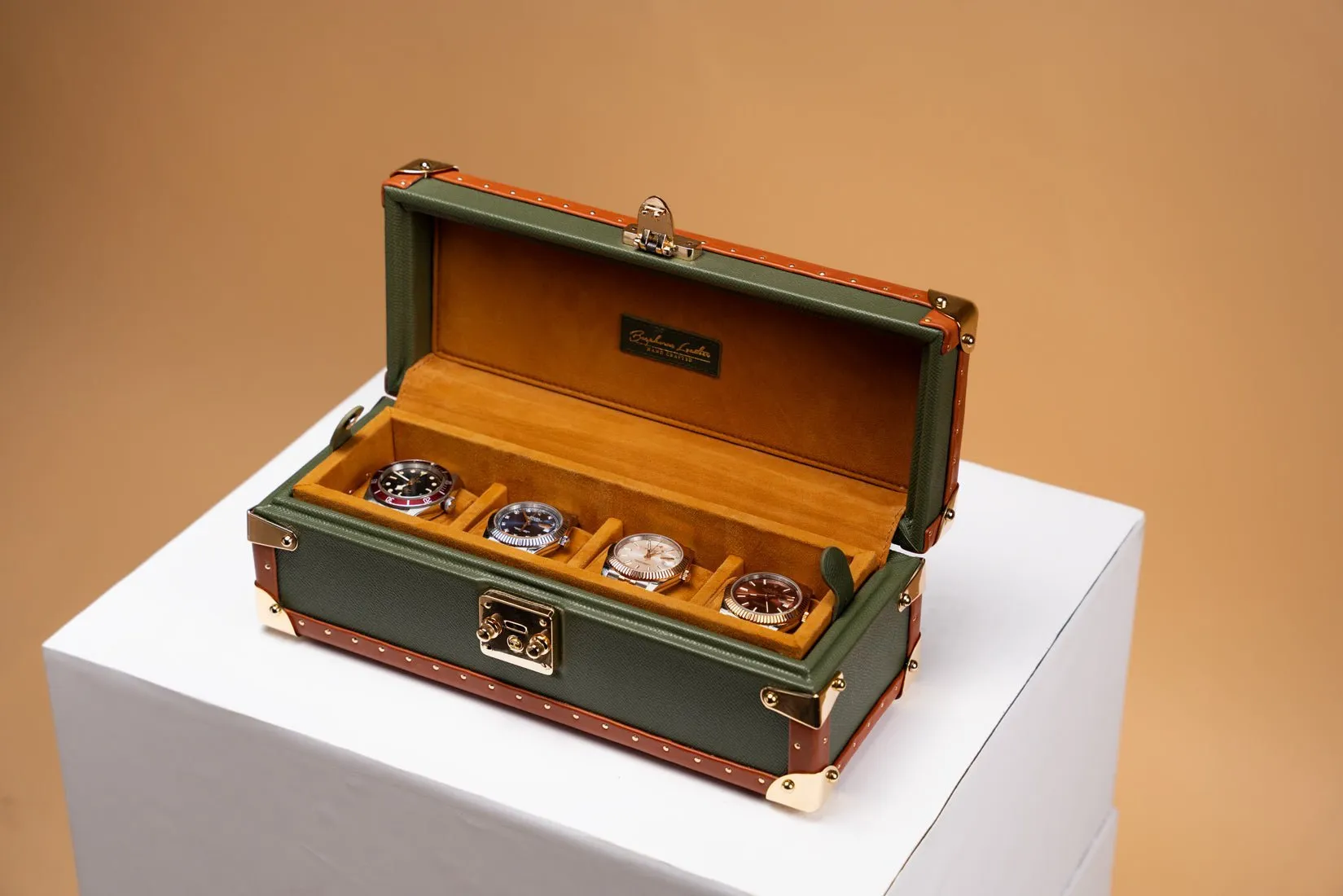 Petra Watch Case - Saffiano Olive Green