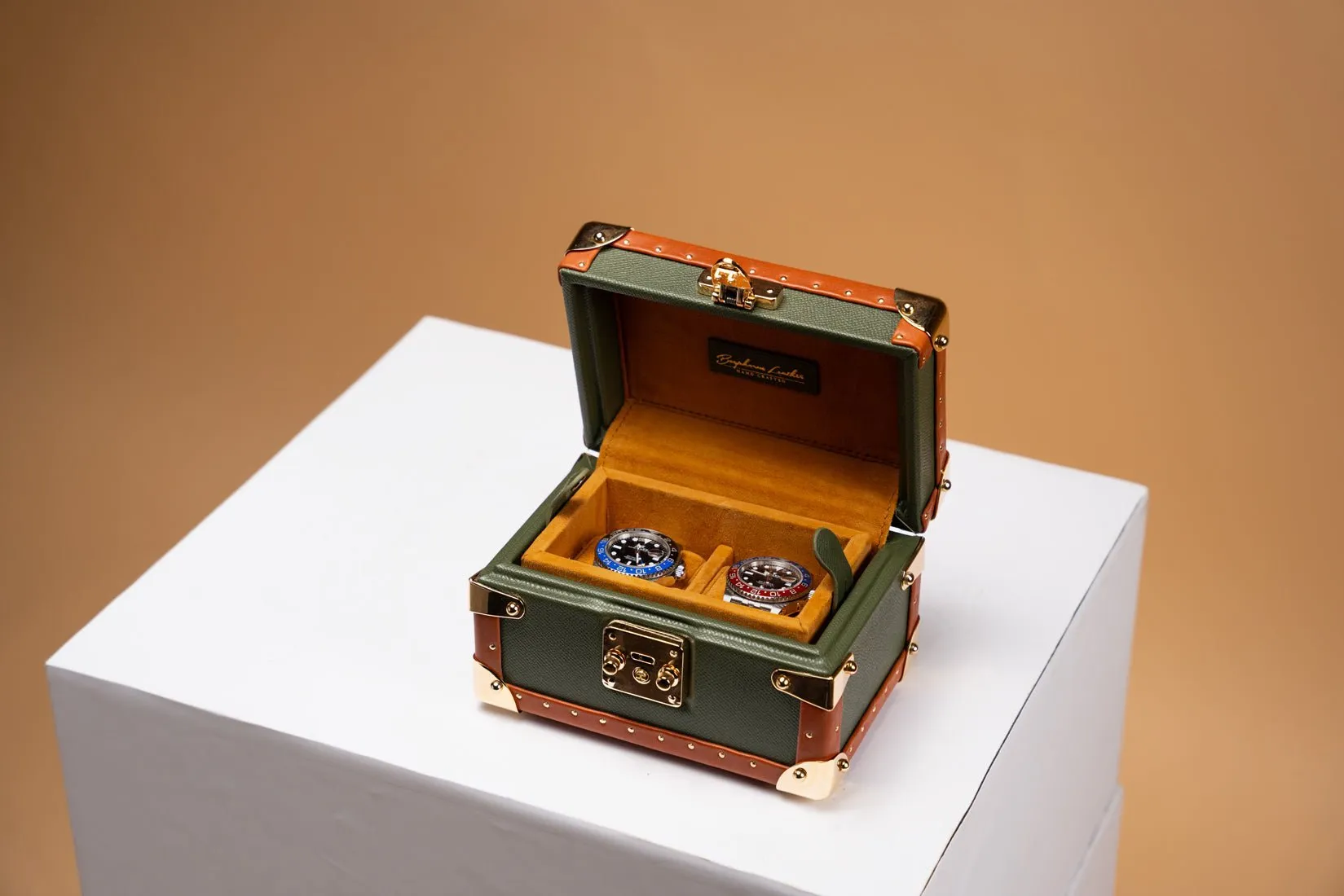Petra Watch Case - Saffiano Olive Green
