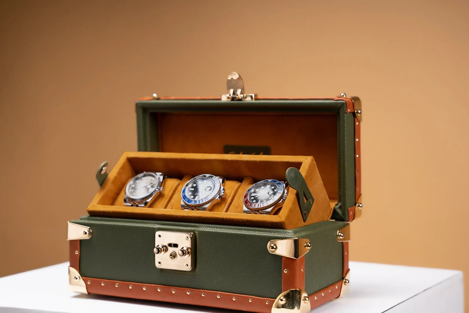 Petra Watch Case - Saffiano Olive Green