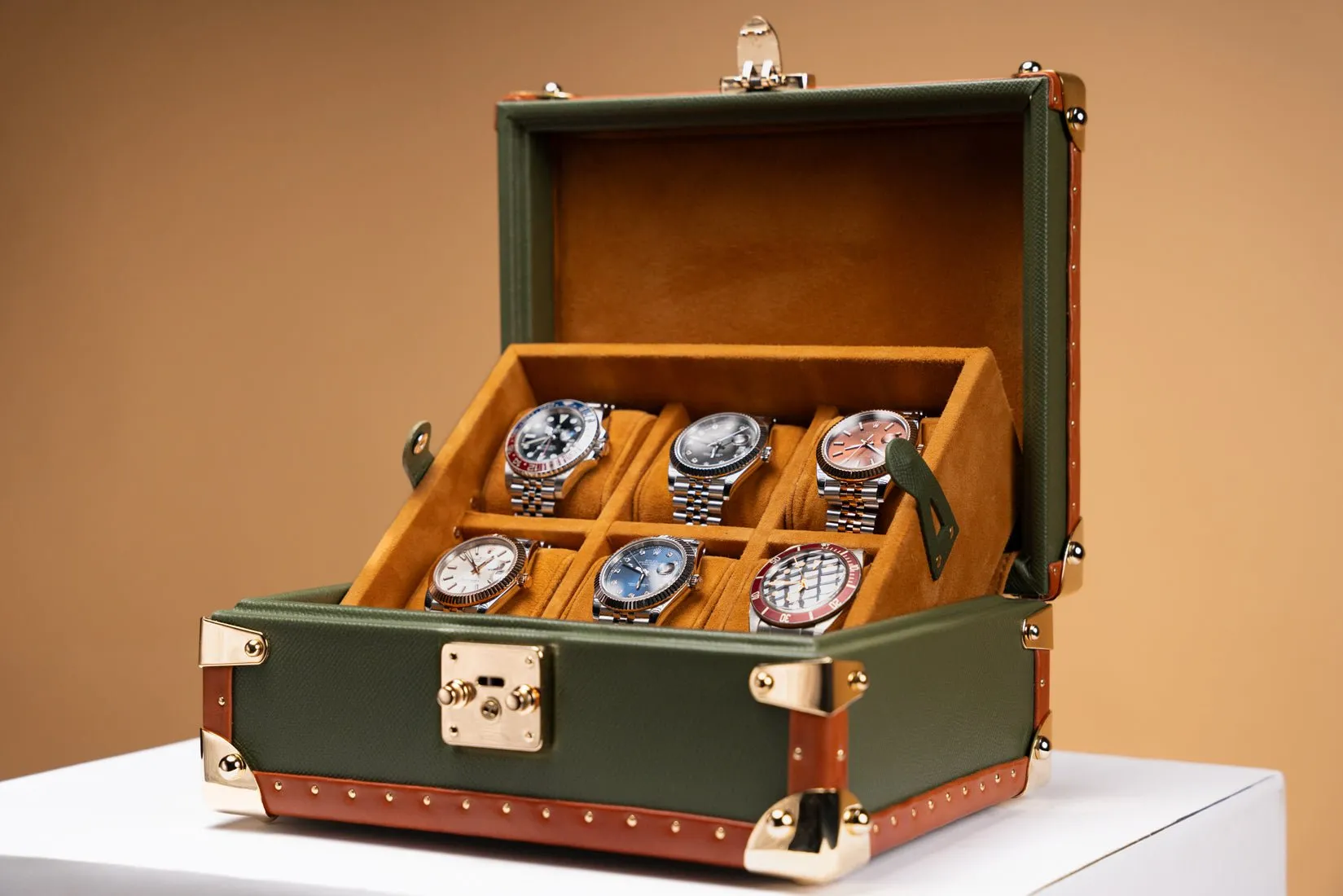 Petra Watch Case - Saffiano Olive Green