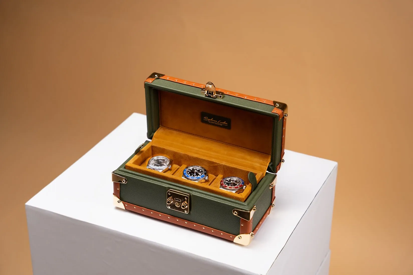 Petra Watch Case - Saffiano Olive Green