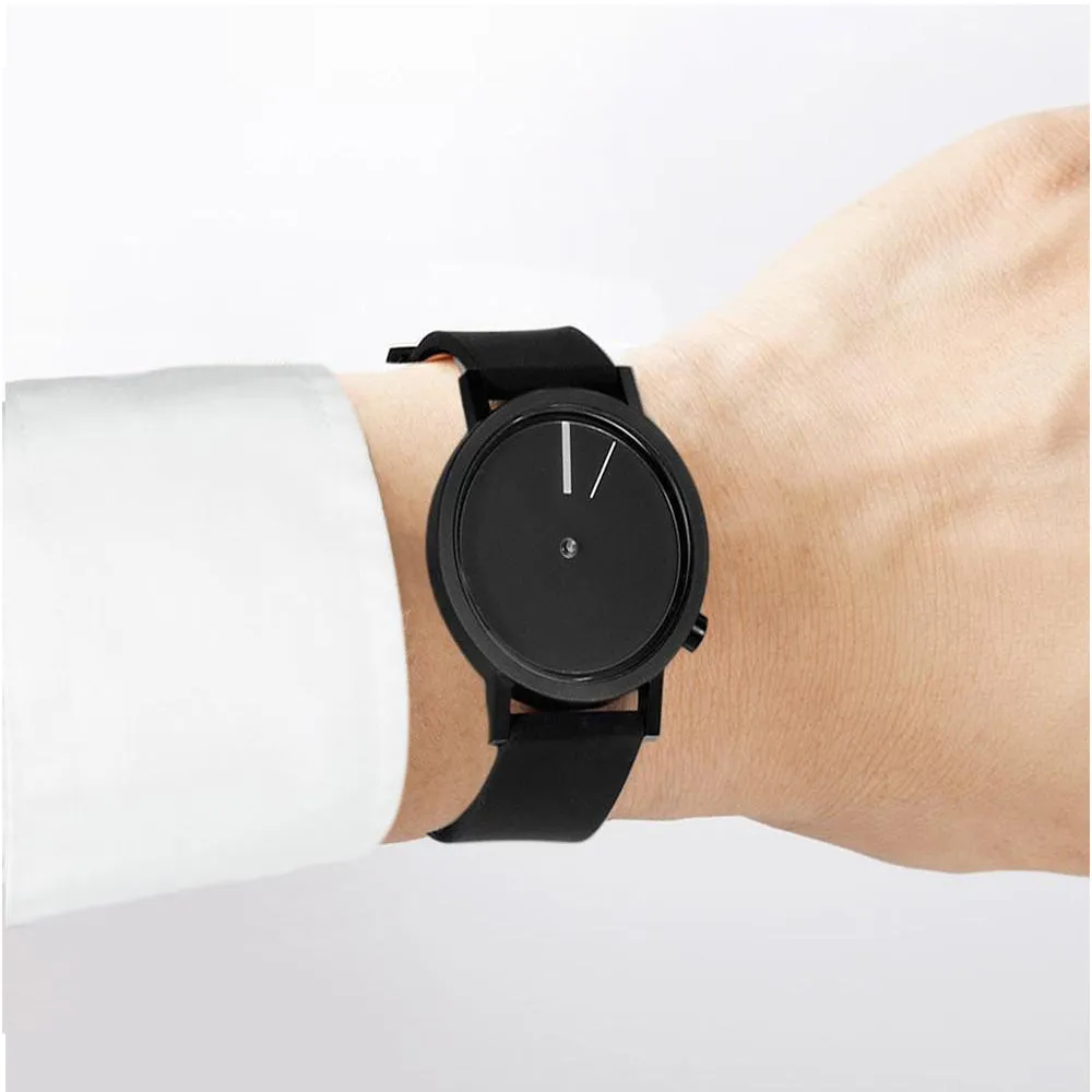Projects Men's Stainless Steel Black Silicone Band Black Dial  Watch - 7295BSS