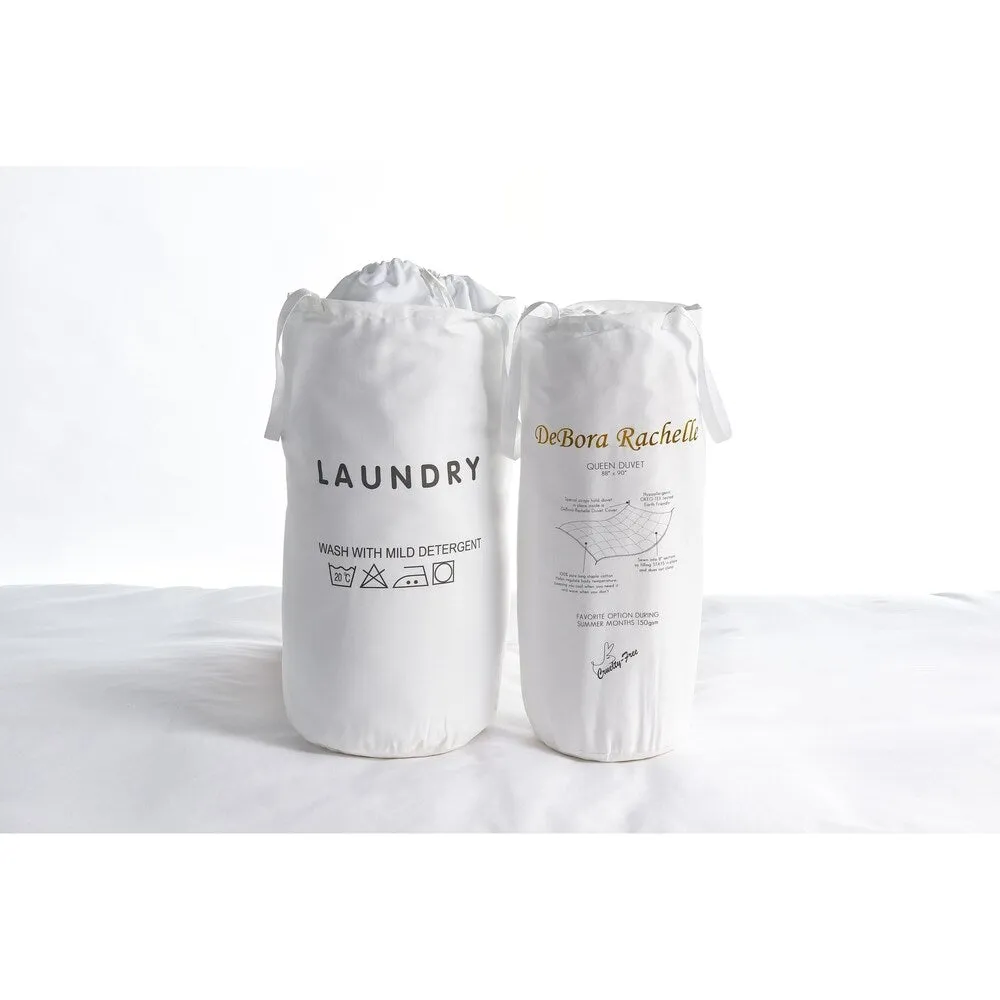 "HEALTHY 100% handpicked long cotton duvet summer weight comforter with loops to keep it in place! Laundry bag included