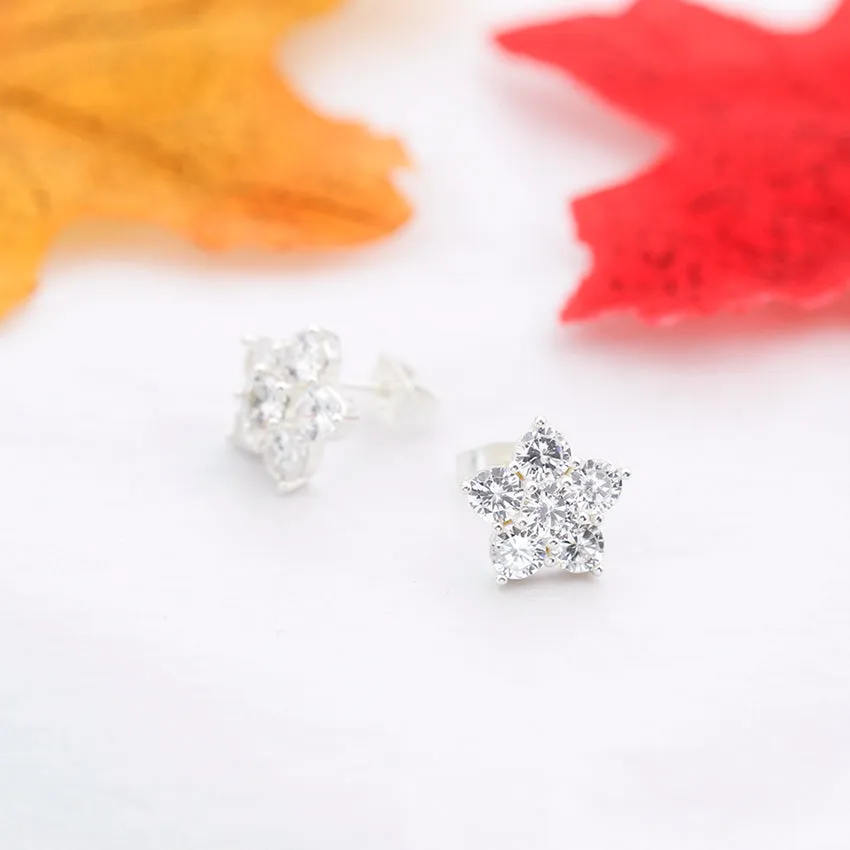 Rose Gold Color Crystal CZ Five pointed Star Stud