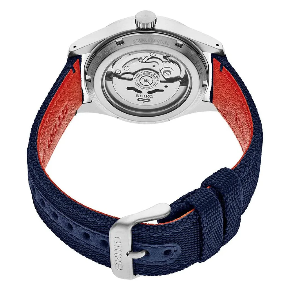 Seiko Mens Blue Dial Blue Band Stainless Steel Mechanical Automatic Watch - SRPH31