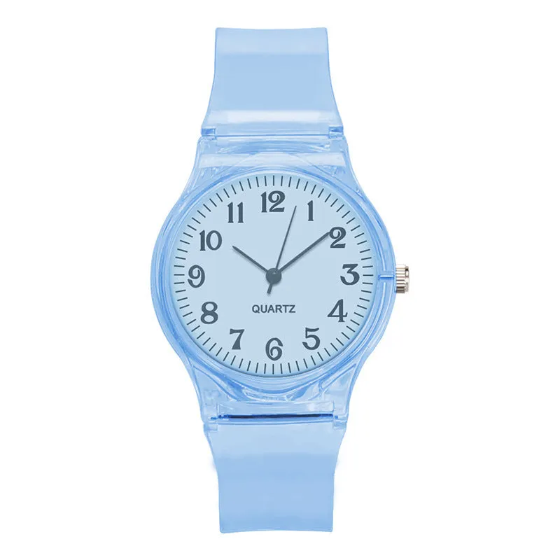 Sidiou Group New Fashion Female Male Wristwatches Couple Kids Watches Transparent Candy Color Plastic Band Casual Quartz Watch