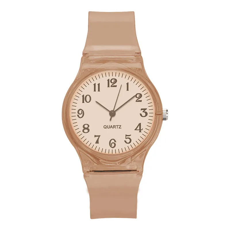 Sidiou Group New Fashion Female Male Wristwatches Couple Kids Watches Transparent Candy Color Plastic Band Casual Quartz Watch