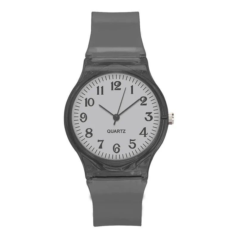 Sidiou Group New Fashion Female Male Wristwatches Couple Kids Watches Transparent Candy Color Plastic Band Casual Quartz Watch