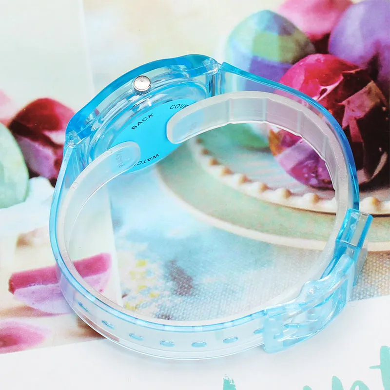 Sidiou Group New Fashion Female Male Wristwatches Couple Kids Watches Transparent Candy Color Plastic Band Casual Quartz Watch