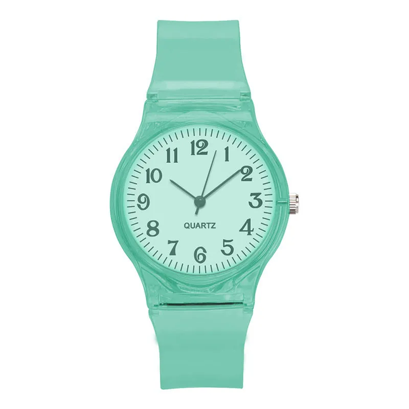Sidiou Group New Fashion Female Male Wristwatches Couple Kids Watches Transparent Candy Color Plastic Band Casual Quartz Watch